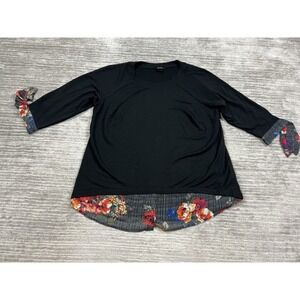 Alyx Sweater Womens 0X Black 3/4 Sleeve Layered Look Polyester Blend‎